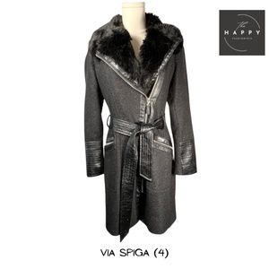 Via Spiga Gray Coat with Black Accents